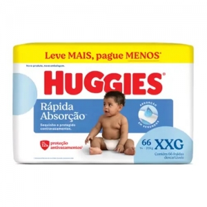 Fralda Huggies Rápida Absorção XXG 66 Unidades