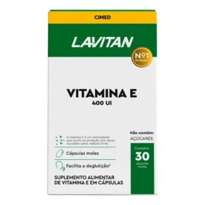 Lavitan Vitamina E 400UI  Antioxidante com 30 Cápsulas Sabor:Sem Sabor