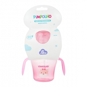 Copo de Treinamento Pimpolho Rosa Gato 150ml – Conforto e Praticidade para os Primeiros Passos