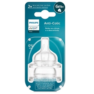 Bico de Mamadeira Avent Anti-Colic Fluxo Rápido 6m+ – 2 Unidades