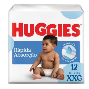 Fralda Huggies Rápida Absorção XXG 12 Unidades