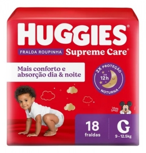 Fralda Huggies Supreme Care Roupinha G 18 Unidades