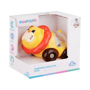 Carrinho Chocalho Pimpolho Leão Amarelo – Estímulo e Diversão para o Bebê