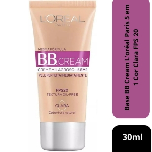 Base BB Cream L\'oréal Paris 5 em 1 Cor Clara FPS 20 30ml