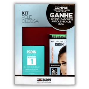 Kit Isdin Fusion Water FPS 60 50ml + Sabonete Acniben 80g
