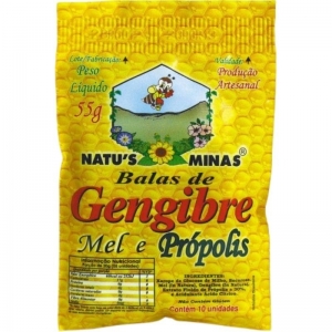 Balas de Gengibre Mel e Própolis Natu’s Minas 55g