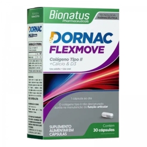 Dornac FlexMove com 30 Cápsulas – Colágeno Tipo II, Cálcio e Vitamina D3