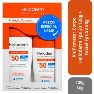Kit Protetor Corpo Helioderm Fps 50 200g + Facial Fps 50 50g