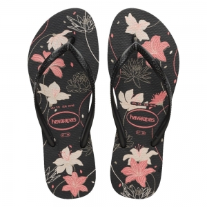Sandália Havaianas Slim Organic Preto Cinza Dark Rosa Bebê 39/40