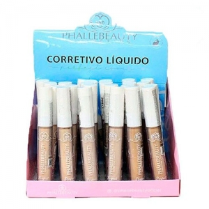 Corretivo Líquido Phallebeauty PH0310 – Caixa com 24 unidades de 4 ml (Alta Cobertura)