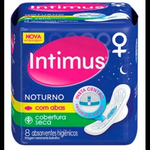 Absorvente Intimus Gel Noturno Seca c/ Abas 8un
