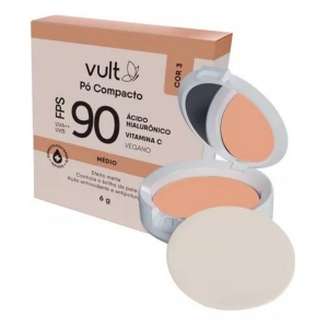 Base de Maquiagem Pó Compacto Vult Fps 90 Cor 3 Médio 6g