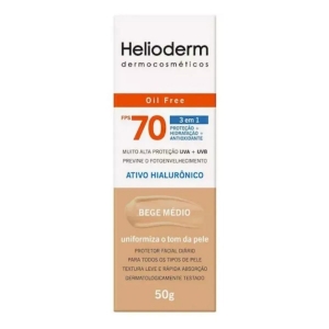 Protetor Solar Facial Helioderm Fps 70 Bege Médio 3.0 50g