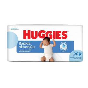 Fralda Huggies Rápida Absorção P 32 Unidades