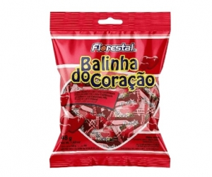 Balinha Coração Morango Florestal Pacote com 12 Unidades 48g