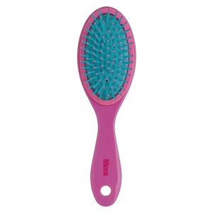 Escova Ricca Colors Oval Midi – Pink com Base Almofadada