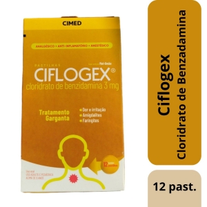Ciflogex Pastilha 3mg, sabor mel - limão 12 pastilhas