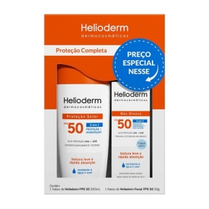 Kit Helioderm Protetor Solar Corporal FPS50 200mL + Facial FPS50 Sem Cor 50g