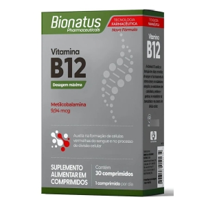 Suplemento Alimentar de Vitamina B12 com 30 Comprimidos Sabor:Sem Sabor