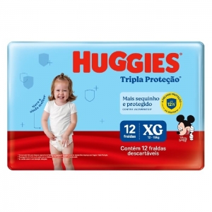 Huggies Tripla Proteção Jumbinho XG – Fralda Descartável Infantil, 12 Unidades