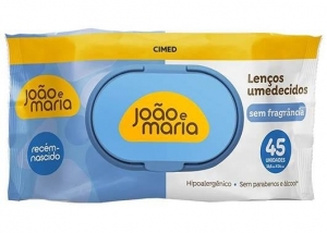 Lenço Umedecido João & Maria Recém‑Nascido Sem Fragrância – 45 Unidades