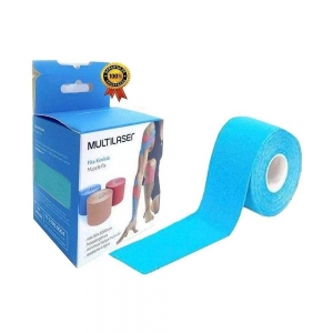 Fita Kinesio Muscle Fix Multilaser Azul 5cm x 5m