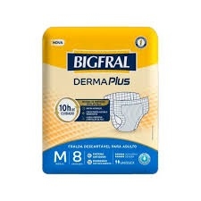 Bigfral Derma Plus M – Fralda Geriátrica Unissex, 8 Unidades