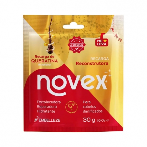 Recarga de Queratina Novex Sachê 30g – Reconstrução e Força para Seus Fios