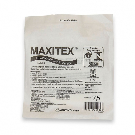 Luva Cirúrgica Estéril com Pó 7,5 - Maxitex