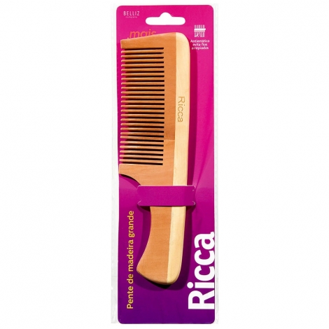 Ricca Pente de Madeira Grande Antifrizz