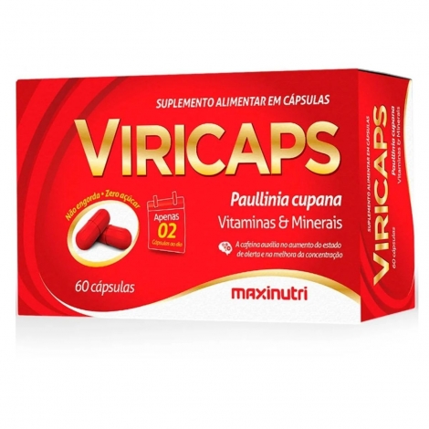 Suplem. ViriCaps Paullinia Cupana com 60 Cápsulas Maxinutri Sabor:Sem Sabor