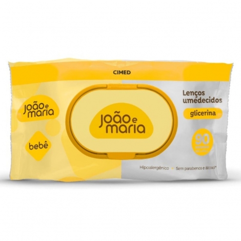 Lenço Umedecido João e Maria com Fragrância Suave 90 Unidades