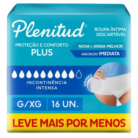 Plenitud Protect Plus G/XG – Roupa Íntima Descartável Unissex, 16 Unidades