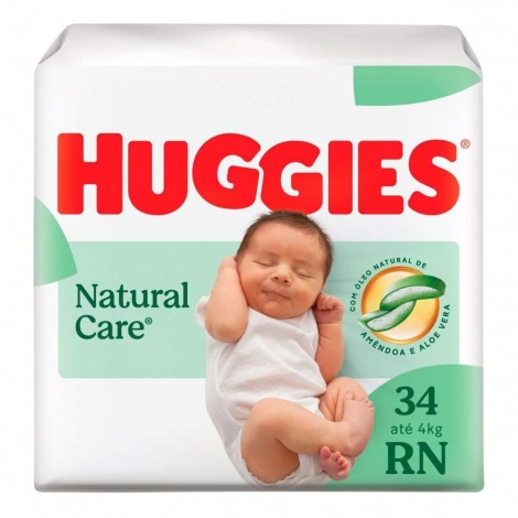 Fralda Descartável Huggies Natural Care RN 34 Unidades