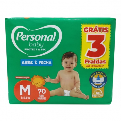 Fralda Personal Baby Protect & Sec M com 70 Unidades