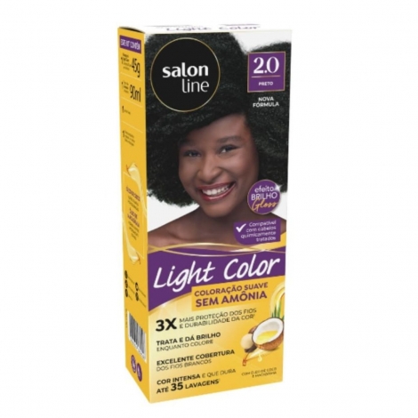Tinta de Cabelo Light Color Sem Amônia 2.0 Preto Salon Line