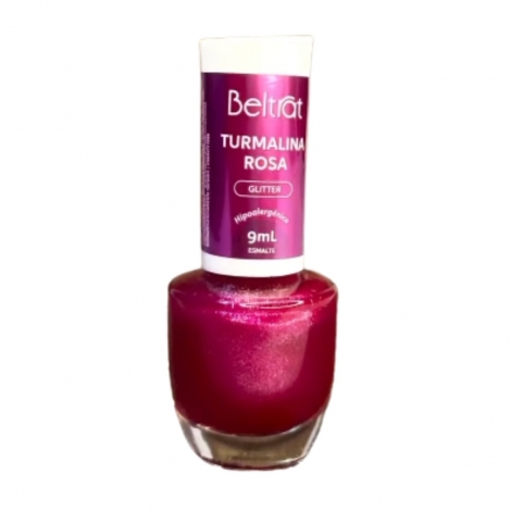 Esmalte Beltrat Turmalina Rosa Glitter 9 ml – Brilho e Glamour nas Unhas