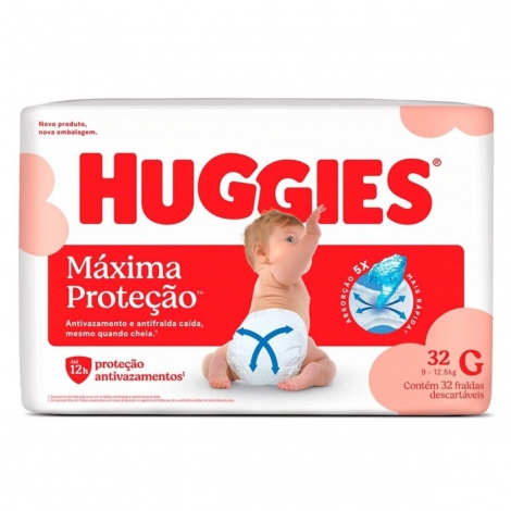 Fralda Huggies Máxima Proteção G 32 Unidades