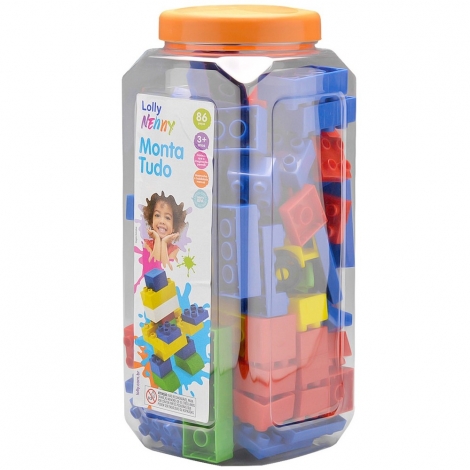Brinquedo “Monta Tudo” Lolly Nenny – Sortido com 86 peças (3+ anos)