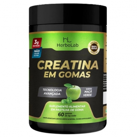 Creatina em Gomas Contendo 60 de Sabor Maçã Verde HerboLab Sabor:Maçã Verde