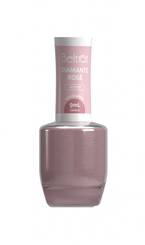 Esmalte Beltrat Diamante Rose Glitter 9 ml – Brilho Sofisticado com Partículas de Glitter