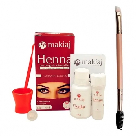 MakiaJ Kit Sobrancelhas Henna Castanho Escuro