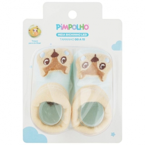 Meia Bichinho LED Pimpolho Azul Gato 00-15 – Conforto e Diversão para os Pezinhos do Bebê