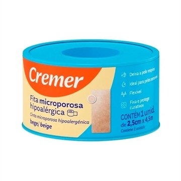 Fita Microporosa 2,5cm x 4,5m Cremer – Proteção e Fixação Confortável