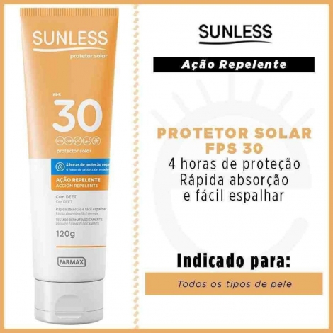 Protetor Solar Sunless FPS30  Ação Repelente 120g