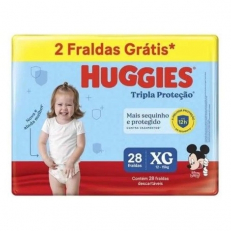 Huggies Tripla Proteção Meguinha XG – Pacote 30 Unidades (28 + 2 Grátis)
