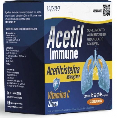 Acetilcisteína Prevent 600mg Laranja 16 Sachês