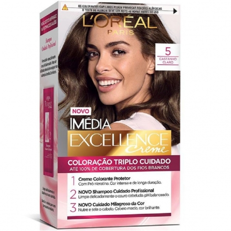 Tinta Imédia Excellence Creme 5 Castanho Claro L'Oréal Paris