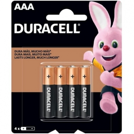 Pilha Duracell Alcalina AAA com 4 Unidades