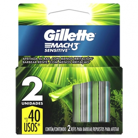 Barbear Suave – Carga Gillette Mach3 Sensitive com 2 Unidades